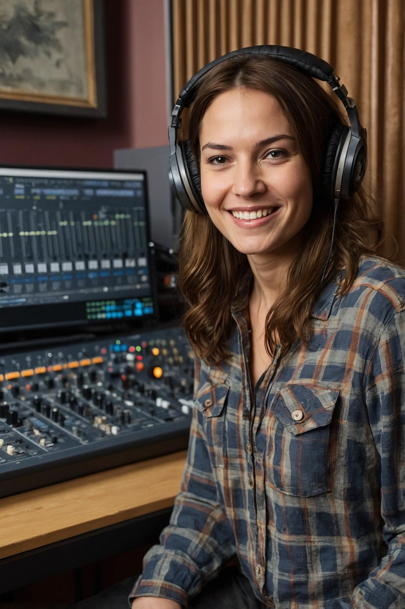 Music composer in her studio