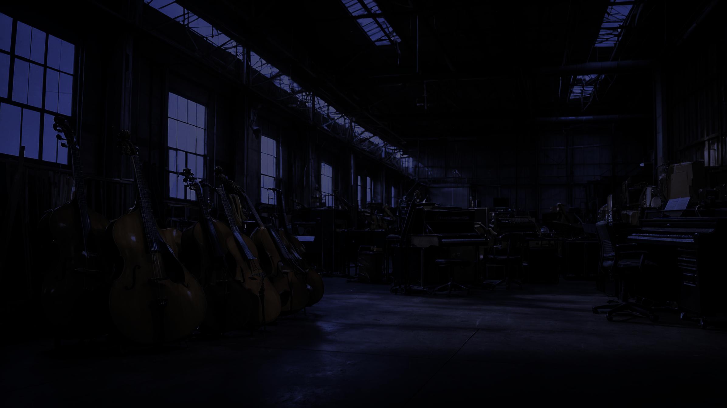 warehouse with orchestral instruments commonly heard in sync music